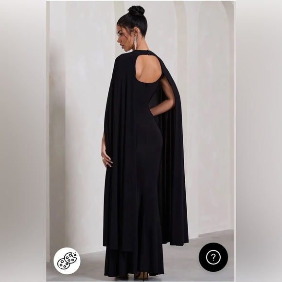 Club L London Elegant Black Cape Dress - Picture 2 of 5